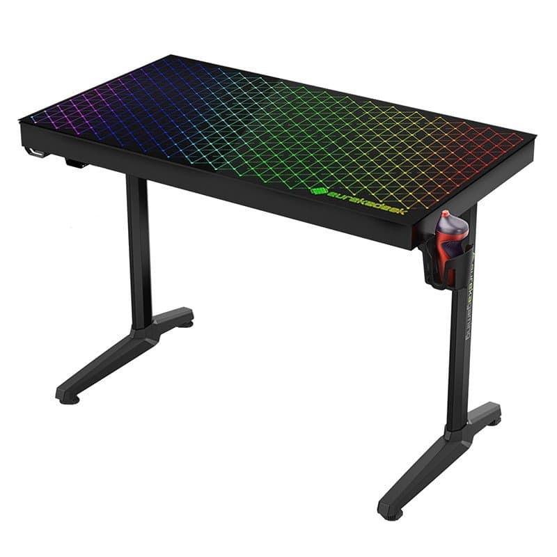 Eureka Ergonomic Explorer Computer RGB Lighting Glass Gaming Desk